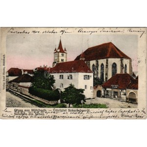 1904 Szászsebes, Mühlbach, Sebes; Evang. Kirche. Verlag A. Gross / evangélikus templom...