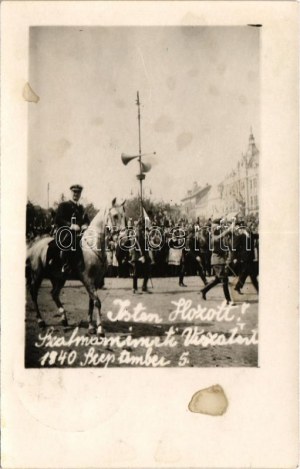 1940 Szatmárnémeti, Satu Mare; bevonulás, vitéz Nagybányai Horthy Miklós Magyarország kormányzója ...