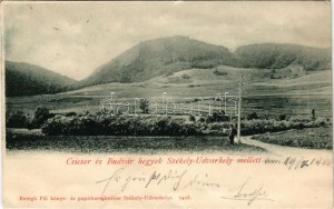 1900 Székelyudvarhely, Odorheiu Secuiesc; Csicser és Budvár hegyek. Betegh Pál kiadása / mountains (gyűrődések ...