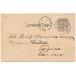 1900 Temesrékas, Temes-Rékás, Recas; Téglagyár, Takarékpénztár, Fő tér. Szecessziós-virágos keret / Ziegelei, Sparcasse...