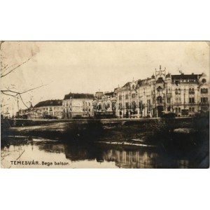 1911 Temesvár, Timisoara; Béga balsor, villamos / Bega riverside, tram (EK)