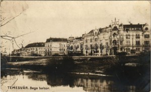 1911 Temesvár, Timisoara; Béga balsor, villamos / Bega riverside, tram (EK)