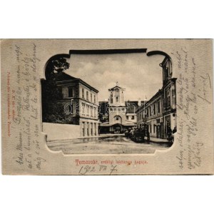 1902 Temesvár, Timisoara; Erdélyi laktanya kapuja. Polatsek-féle könyvekereskedés kiadása / K.u.K. military barracks...