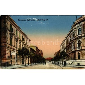 Temesvár, Timisoara; Gyárváros, Andrássy út, Ehrlich iskola / street view, school (kopott sarkak / worn corners...
