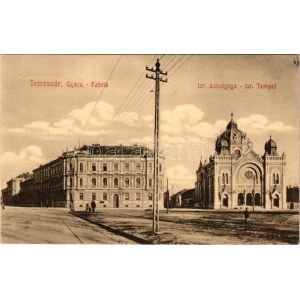 Temesvár, Timisoara; Gyárváros, izraelita templom, zsinagóga / Fabrik, Isr. Tempel / synagogue