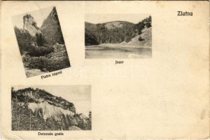 1928 Zalatna, Zlatna; Fenesi Kecskekő, Jézer tengerszem. Baic Traján kiadása / Piatra caprei, Jezer, Detunata goala ...
