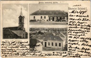 1903 Zsibó, Jibou; Római katolikus templom, Állami iskola, Merza Testvérek üzlete és saját kiadása. Kalmár M...