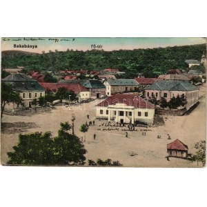 1915 Bakabánya, Pukanec (Léva, Levice); Fő tér. Ifj. Krump Dániel kiadása / main square (EB)