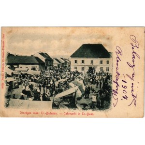 1904 Bán, Trencsénbán, Baán, Bánovce nad Bebravou; Országos vásár, piac, árusok, vendéglő, étterem, kávéház...
