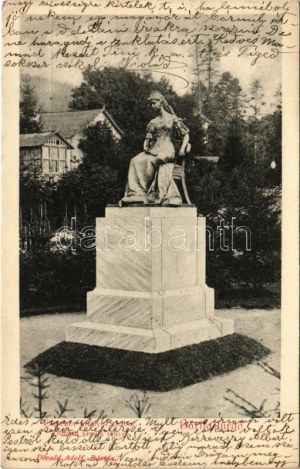 1903 Bártfafürdő, Bardejovské Kúpele, Bardiov, Bardejov; Erzsébet királyné (Sissi) szobor, Donáth Gyula műve...