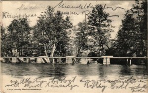 1913 Besztercebánya, Banská Bystrica; Felső Gereb faúsztató, Gereb gyámoszlopai (faúsztatáshoz használt vízi építmény)...