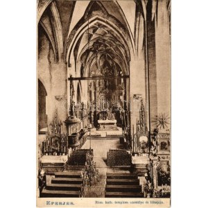 1907 Eperjes, Presov; Római katolikus templom szentélye és főhajója, belső. Báró Barkóczy Sándor (1857-1925...