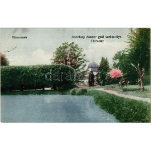 1914 Homonna, Homenau, Humenné; Andrássy Sándor gróf várkastélya, tórészlet. Hossza Gyula kiadása ...