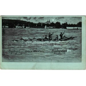 1899 Ipolyság, Sahy; Árvíz 1899-ben, este holdfényben. Kanyó A. kiadása / flood in 1899, at night in moonlight ...
