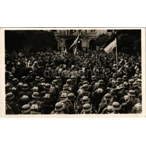 1938 Ipolyság, Sahy; bevonulás, Felvidék felszabadulásának első örömünnepe ...