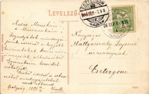 1906 Ipolyság, Sahy; Fő tér, Vármegyeháza, piac, üzletek. Polgár J. kiadása / main square, county hall, market, shops ...
