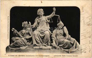 1904 Kassa, Kosice; A királyi ítélőtábla homlokzatán lévő szoborcsoport, készítette Balló Ferenc...