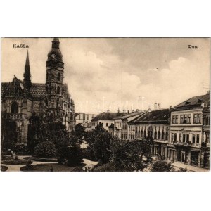 1908 Kassa, Kosice; Dom / dóm, Kluzsinszky üzlete / cathedral, shops (EK)