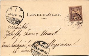 1902 Kassa, Kosice; Gr. Andrássy palota és kávéház, Migaly Sándor üzlete. Kiadja az Egy- és kétkoronás áruház ...