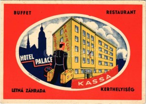 Kassa, Kosice; Hotel Palace szálloda és étterem reklámlapja. Wiko Litográfia / hotel...