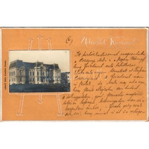 1901 Kassa, Kosice; Múzeum. Ragasztott fotó, szecessziós keretben. László Béla kiadása / museum...
