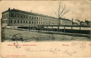 1901 Kassa, Kosice; Tüzérlaktanya a Sörház utcával. László Béla kiadása / artillery barracks, street (EB...