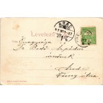 1907 Királyhelmec, Helmec, Kralovsky Chlumec; Kir. Járásbíróság és Római katolikus templom. Klein József kiadása ...