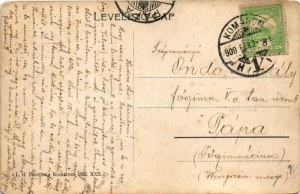 1909 Komárom, Komárno; Erzsébet híd, Jókai Mór utca, Grand kávéház, Kiss Baross utca. Schwarz üzlete. L. H...