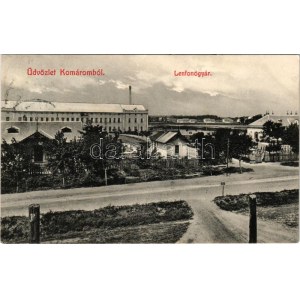 1908 Komárom, Komárno; Lenfonógyár. Spitzer Sándor kiadása / flax spinning mill, factory + perfin (EK...