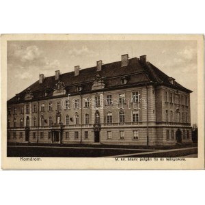 Komárom, Komárno; M. kir. állami polgári fiú és leányiskola. hacker Dezső kiadása / boy and girl school (Rb...