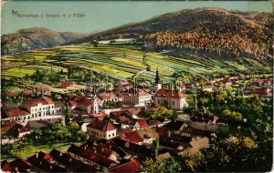 1912 Korompa, Krompach, Krompachy (Szepes); Fő tér, templomok. Balkány Simon kiadása / main square, churches (fa...