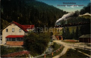 1917 Körmöcbánya, Kremnitz, Kremnica; Zólyomvölgy, Ferenc József nyaraló, vasút, gőzmozdony. Ritter Sándor kiadása ...