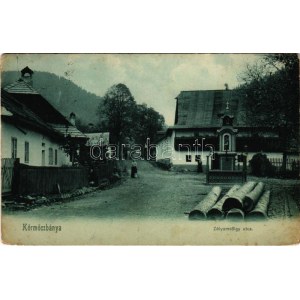 1911 Körmöcbánya, Kremnitz, Kremnica; Zólyomvölgy utca. Ritter Lipót J. kiadása / street view (kopott sarkak ...