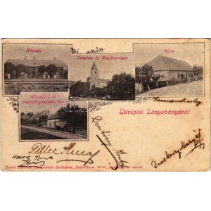 1900 Lónyabánya, Lovinobana; vasútállomás, templom és Erzsébet liget, posta, Körjegyző és anyakönyvvezetői hivatal...