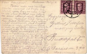 1928 Losonc, Lucenec; Kubinyi tér, Hamermüller, Tarjányi János, Redlinger Ignác üzlete és saját kiadása / square, shops...