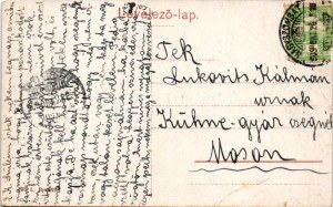 1909 Nagyszombat, Tyrnau, Trnava; Ferenc József tér a színházzal, Bauer Károly üzlete, piac, Szentháromság szobor. W.L...