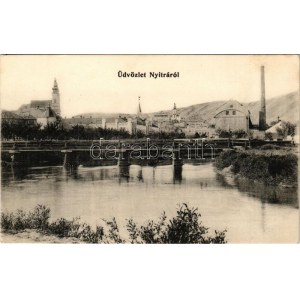 1908 Nyitra, Nitra; látkép, vasúti híd. Fürst Sz. kiadása / general view, railway bridge (EK)