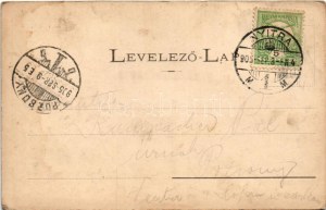 1905 Nyitra, Nitra; Telegdy utca, Spitzer József üzlete, masírozó katonák / street view, shops, marching K.u.K...