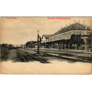 Párkánynána, Párkány-Nána, Parkan-Nána, Parkan, Stúrovo; vasútállomás, vonat, gőzmozdony. Özv. Neumann Gézáné kiadása ...