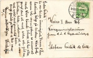 1913 Pozsony, Pressburg, Bratislava; Frigyes főherceg palotája, hirdetőoszlop reklámokkal / Palais Erzherzog Friedrich ...