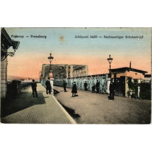 1914 Pozsony, Pressburg, Bratislava; Jobbparti hídfő, tűzjelző állomás. Vasúti Levelezőlapárusítás 5784. ...