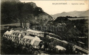 Rajecfürdő, Rajecz-fürdő, Rajecké Teplice; Agrarius udvar, szálloda és étterem, vasútállomás, gőzmozdony, vonat ...