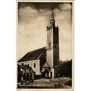 1939 Rimaszombat, Rimavská Sobota; Református templom, Braun Jenő üzlete / Ref. kostol / Calvinist church, shop (fa...