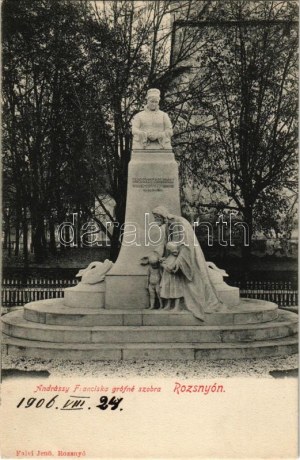 1906 Rozsnyó, Roznava; Andrássy Franciska grófné szobra. Falvi Jenő kiadása / statue, monument (EK...