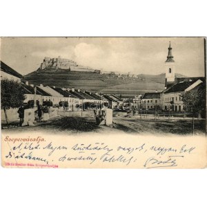 Szepesváralja, Kirchdrauf, Spisské Podhradie; Szepes vára, templom. Szoller Géza kiadása / Spissky hrad / castle...