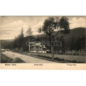 Tátra, Tatry; Virágvölgy (Rózsavölgy), Blumental, Kvetnica; Ráth villa, nyaraló / villa (gyűrődés / crease...