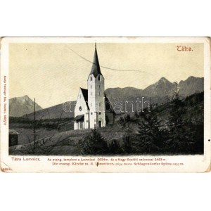Tátralomnic, Tatranská Lomnica (Magas-Tátra, Vysoké Tatry); Die evang. Kirche m. d...