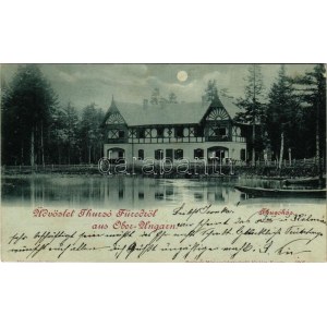 1899 (Vorläufer!) Thurzófüred, Kupele Turzo (Gölnicbánya, Gelnica); Thurzó ház, villa, nyaraló, este holdfényben ...