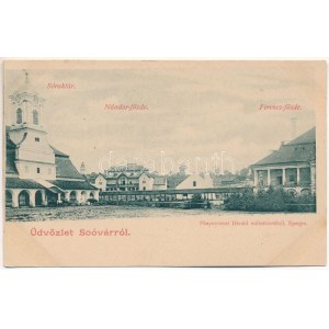Tótsóvár, Sóvár, Soóvár, Solivar; Sóraktár, Nándor főzde, Ferenc főzde. Fénynyomat Divald műintézetéből / salt depot...