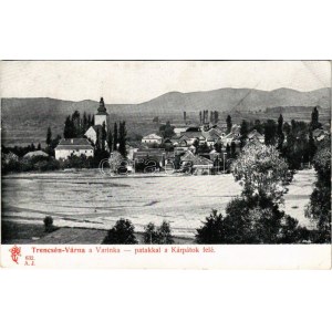 Várna, Trencsén-Várna, Varín; látkép a Varinka patakkal a Kárpátok felé, templom. Feitzinger Ede 632. A.J. 1904/14. ...